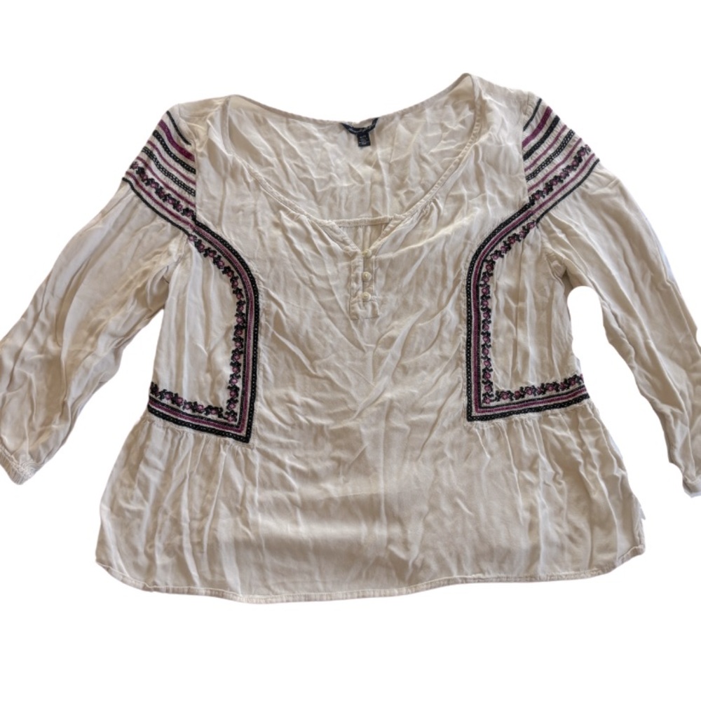 American Eagle Outfitters Ladies Blouse with embroidered trim, size XL